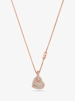Colar em forma de coração com incrustações em prata de lei banhada a metal precioso | Michael Kors [PT]