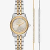 Conjunto de relógio e pulseira com fecho deslizante Lexington prateados com incrustações | Michael Kors [PT]