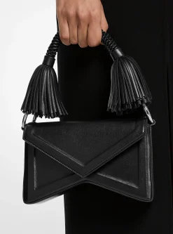 Mala de ombro com borlas em pele Manhatta | Michael Kors [PT]