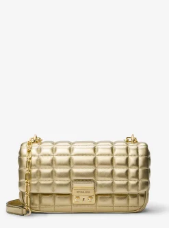 Mala de ombro em pele acolchoada metalizada Tribeca grande | Michael Kors [PT]