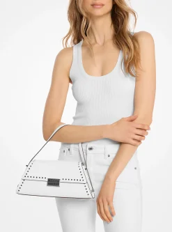 Mala de ombro em pele com tachas Ludlow média | Michael Kors [PT]