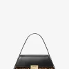 Mala de ombro em pele e pelo de bezerro com estampado de leopardo Ludlow média | Michael Kors [PT]