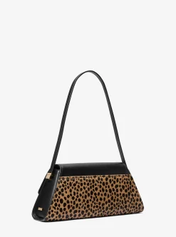Mala de ombro em pele e pelo de bezerro com estampado de leopardo Ludlow média | Michael Kors [PT]