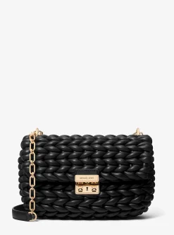 Mala de ombro em pele entrançada à mão Tribeca grande | Michael Kors [PT]