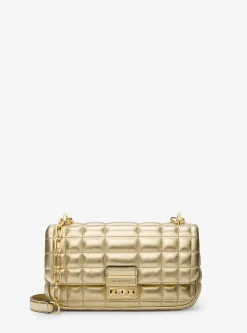Mala de ombro em pele metalizada acolchoada Tribeca pequena | Michael Kors [PT]