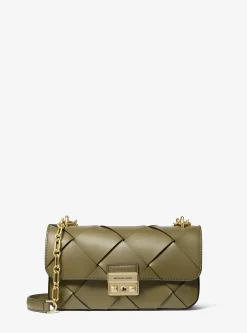 Mala de ombro em pele tecida Tribeca pequena | Michael Kors [PT]