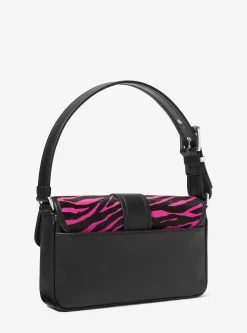 Mala de ombro em pelo de bezerro com estampado de zebra Colby média | Michael Kors [PT]