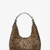 Mala de ombro hobo em pelo de bezerro com estampado de leopardo Nolita pequena | Michael Kors [PT]