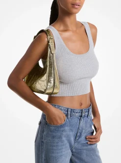 Mala de ombro hobo em pele estalada metalizada Nolita pequena | Michael Kors [PT]
