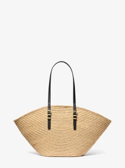 Mala tote em palha tricotada à mão Isa grande | Michael Kors [PT]