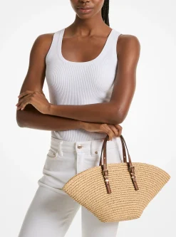 Mala tote em palha tricotada à mão Isa pequena | Michael Kors [PT]
