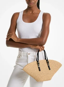 Mala tote em palha tricotada à mão Isa pequena | Michael Kors [PT]