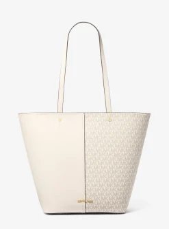 Mala tote em pele com logótipo exclusivo Flora grande | Michael Kors [PT]