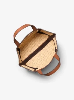Mala tote em pele e palha tricotada à mão Jordi pequena | Michael Kors [PT]