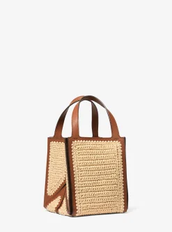 Mala tote em pele e palha tricotada à mão Jordi pequena | Michael Kors [PT]