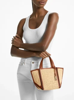 Mala tote em pele e palha tricotada à mão Jordi pequena | Michael Kors [PT]