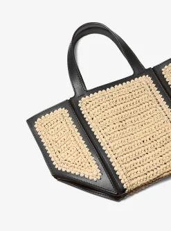 Mala tote em pele e palha tricotada à mão Jordi pequena | Michael Kors [PT]