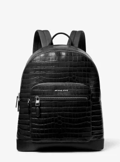 Mochila para deslocações em pele com motivo de crocodilo em relevo Hudson | Michael Kors [PT]