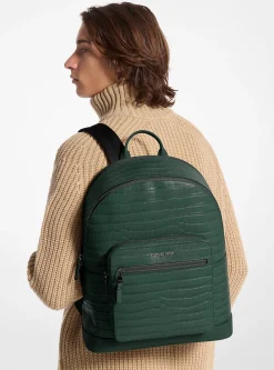 Mochila para deslocações em pele com motivo de crocodilo em relevo Hudson | Michael Kors [PT]