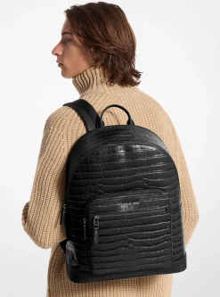 Mochila para deslocações em pele com motivo de crocodilo em relevo Hudson | Michael Kors [PT]
