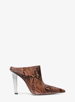 Mule com salto em pele com motivo de cobra em relevo Halle | Michael Kors [PT]