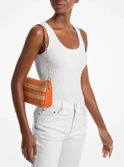 Pochette de corrente de elos em palha tricotada à mão Empire média | Michael Kors [PT]