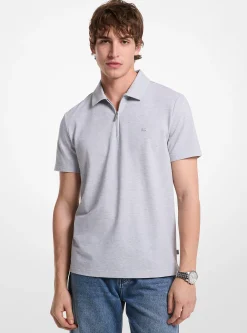 Polo com fecho de correr em piqué em mistura de algodão | Michael Kors [PT]