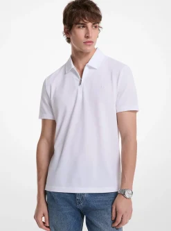 Polo com fecho de correr em piqué em mistura de algodão | Michael Kors [PT]