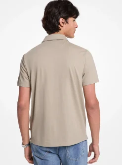 Polo com fecho de correr em piqué em mistura de algodão | Michael Kors [PT]