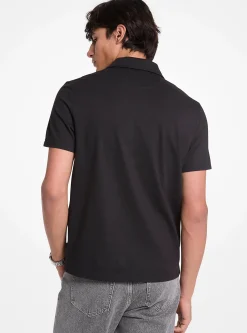 Polo com fecho de correr em piqué em mistura de algodão | Michael Kors [PT]