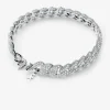Pulseira achatada com incrustações em prata de lei banhada a metal precioso | Michael Kors [PT]
