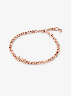 Pulseira de elos achatados com logótipo em prata de lei banhada em metal precioso | Michael Kors [PT]