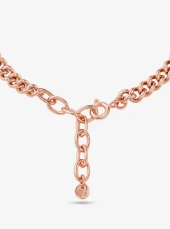 Pulseira de elos achatados com logótipo em prata de lei banhada em metal precioso | Michael Kors [PT]