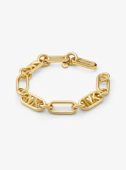 Pulseira de elos em latão com logótipo banhada em metal precioso | Michael Kors [PT]