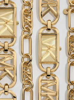 Pulseira de elos em latão com logótipo banhada em metal precioso | Michael Kors [PT]