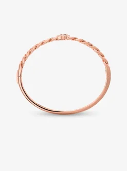 Pulseira rígida com elos achatados com logótipo e incrustações em prata de lei banhada a ouro de 14K | Michael Kors [PT]