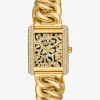 Relógio com elos achatados dourados incrustados Emery Animal mini | Michael Kors [PT]