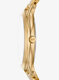 Relógio com elos achatados dourado Runway justo | Michael Kors [PT]