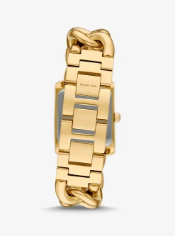 Relógio com elos achatados dourados incrustados Emery Animal mini | Michael Kors [PT]
