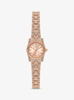 Relógio com incrustações em dourado-rosa Lexington mini | Michael Kors [PT]