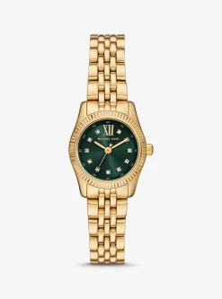 Relógio dourado com incrustações Lexington pequeno | Michael Kors [PT]