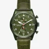 Relógio em verde-oliva e pele com motivo de crocodilo em relevo Panorama de tamanho grande | Michael Kors [PT]