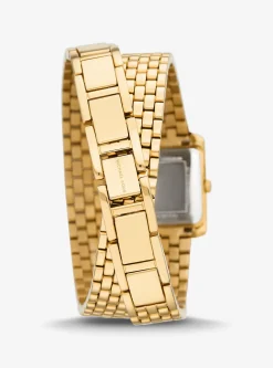Relógio Emery dourado com incrustrações e bracelete dupla de tamaho pequeno | Michael Kors [PT]