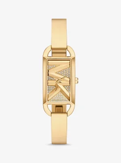 Relógio Empire dourado com incrustações e bracelete rígida de tamanho mini | Michael Kors [PT]