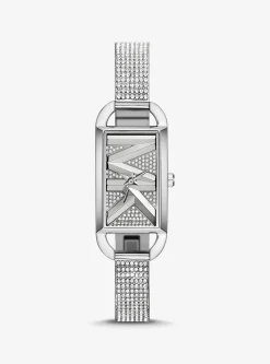 Relógio Empire prateado com incrustações e bracelete rígida de tamanho mini | Michael Kors [PT]