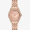 Relógio Harlowe dourado-rosa com incrustações de tamamho mini | Michael Kors [PT]