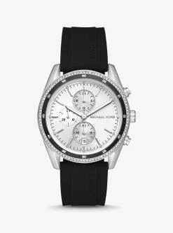Relógio prateado com incrustações Hadyn de tamanho grande | Michael Kors [PT]