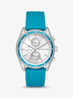 Relógio prateado com incrustações Hadyn de tamanho grande | Michael Kors [PT]