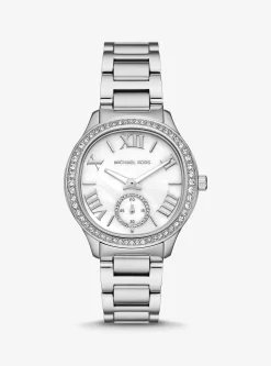 Relógio prateado com incrustações Sage | Michael Kors [PT]