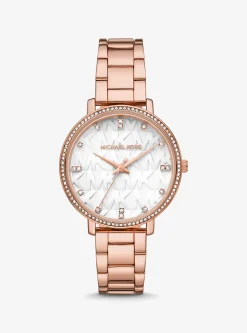 Relógio Pyper em dourado-rosa com incrustações e logótipo | Michael Kors [PT]